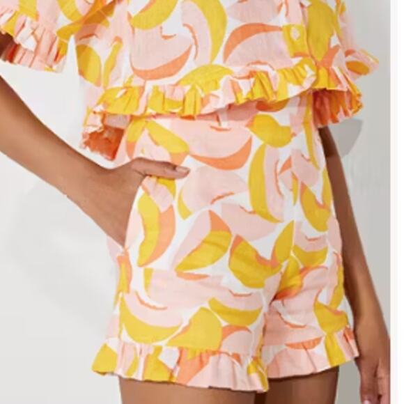 Kate Spade Peaches Print Orange and White Fruit Print Shorts Size 26 / 2 / XS - Picture 1 of 7